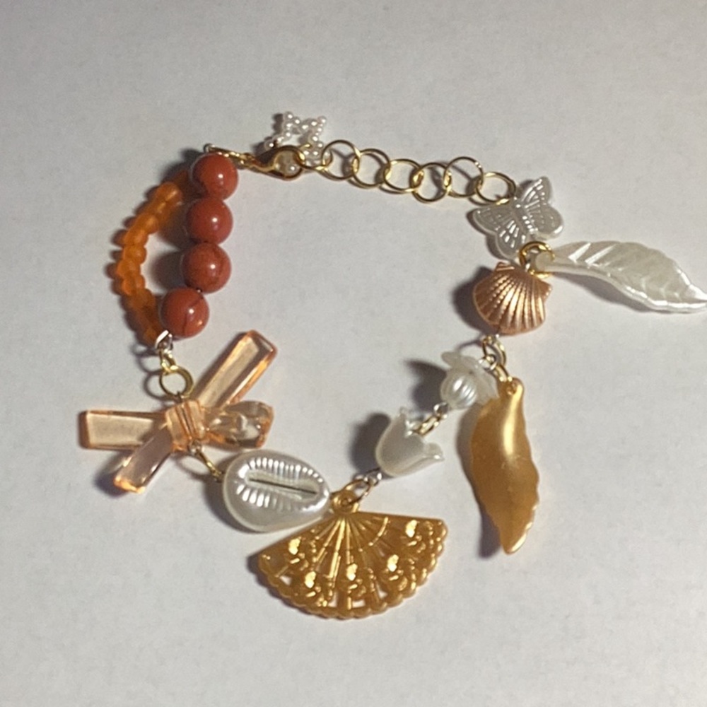 Gold and White Charm Bracelet